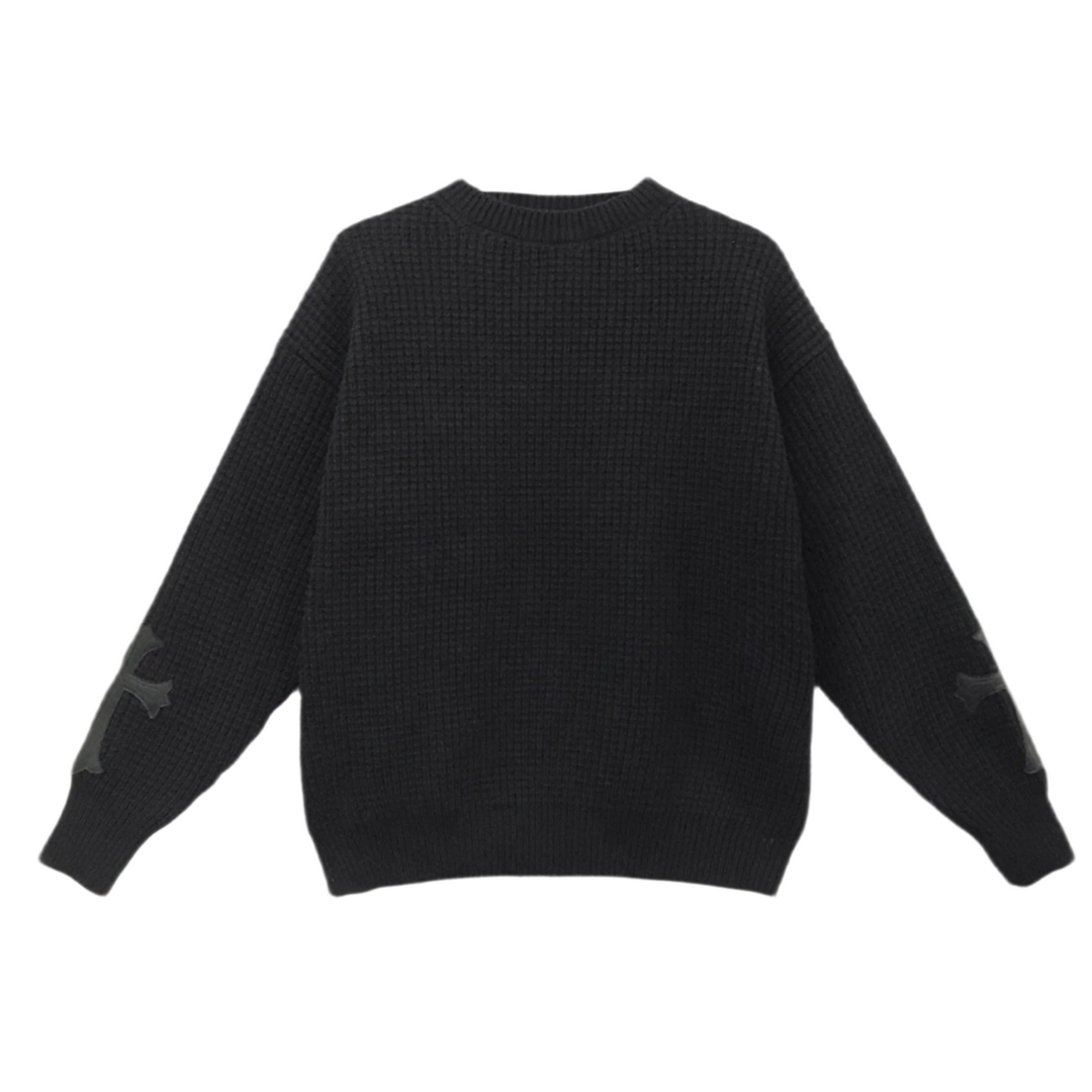 Chrome Hearts 'Black' Leather Patch Cashmere Sweater