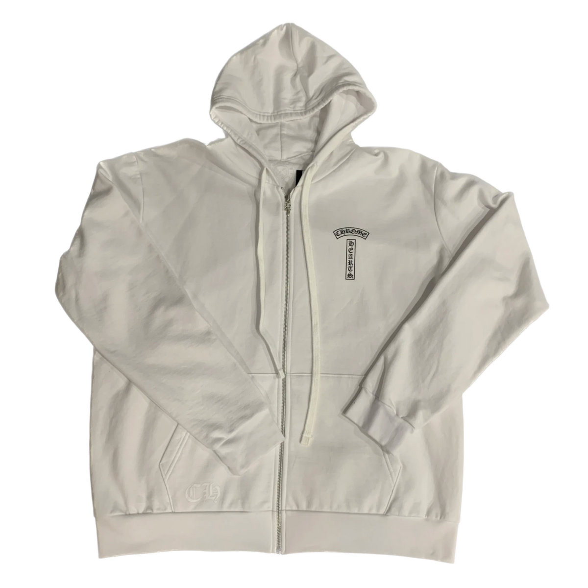 Chrome Hearts 'Fuck You' T Bar Zip Up White Hoodie
