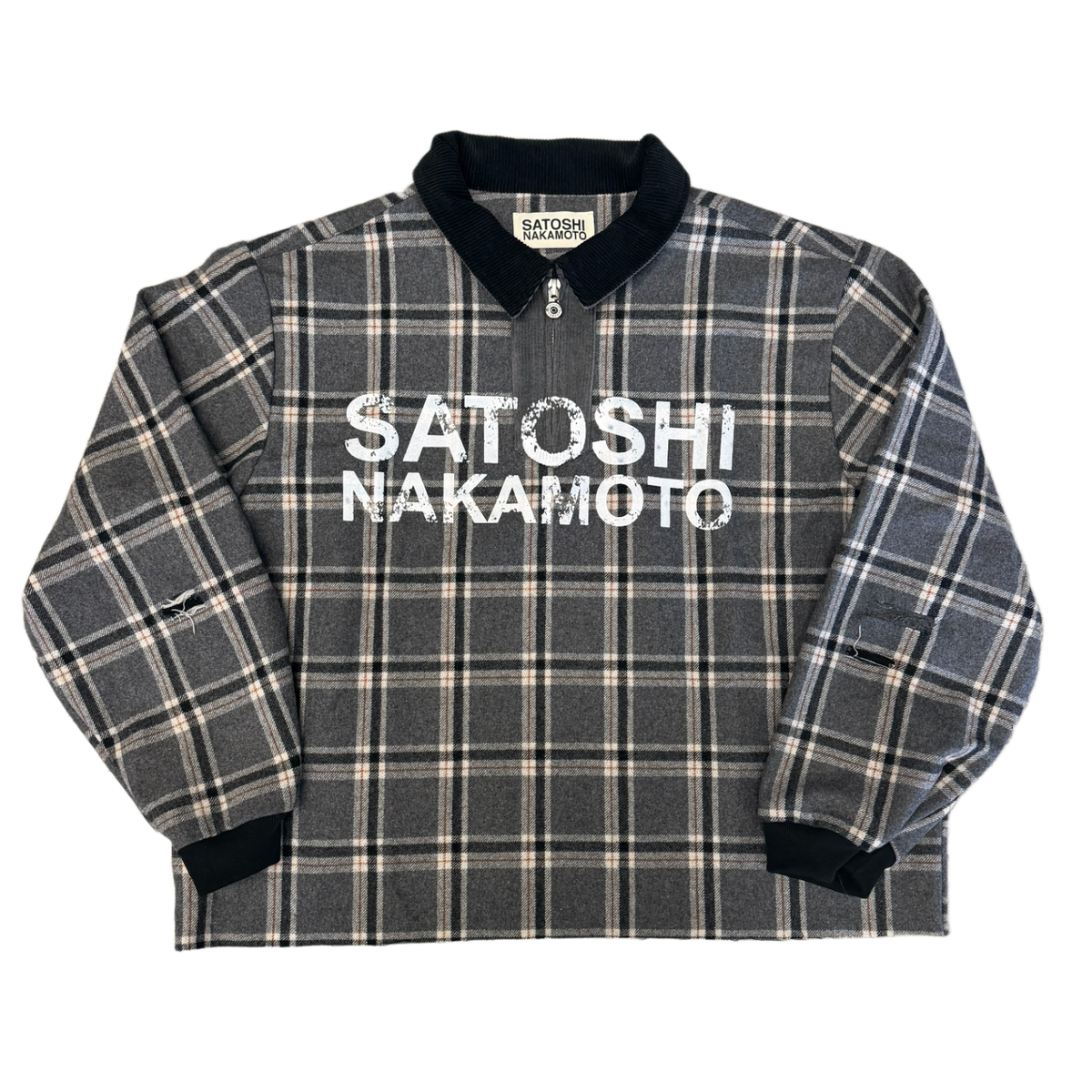 Satoshi Nakamoto 'Grey' Half-Zip Flannel