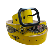 Studded 'Multi-Color Snake' Yellow Belt