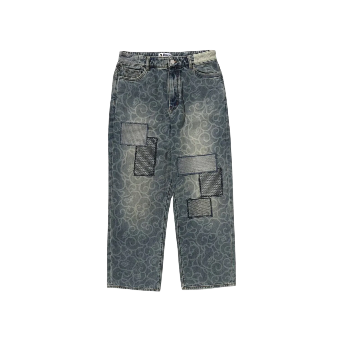 BAPE Cloud Camo Jacquard Upcycled Relaxed Fit 13 oz Denim Pants Indigo