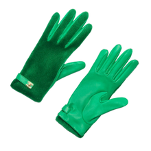 Chanel 26A 'Green & Gold' Metiers d'art Turnlock Lambskin Women's Gloves