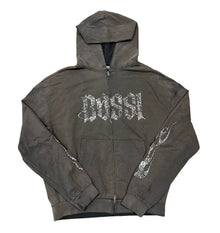 Bossi 'Washed Grey and White' Rhinestone Zip-Up