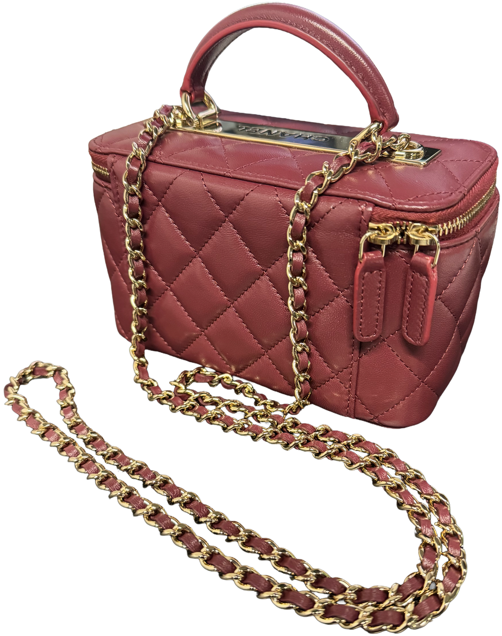Chanel 'Burgundy' Quilted Lambskin Vanity Case