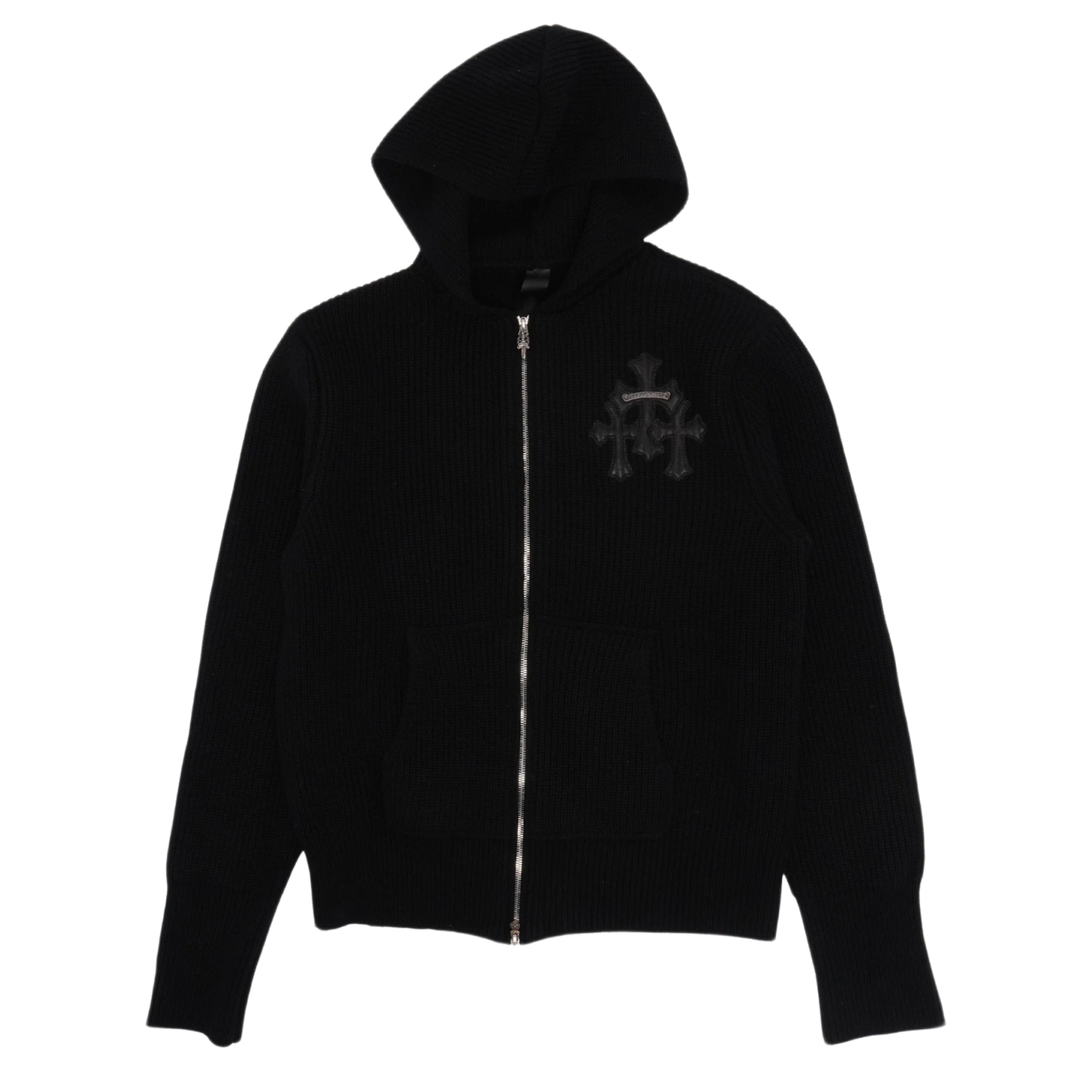 Chrome Hearts 'Black' Triple Cross Patch Scroll Cashmere Zip Up Hoodie