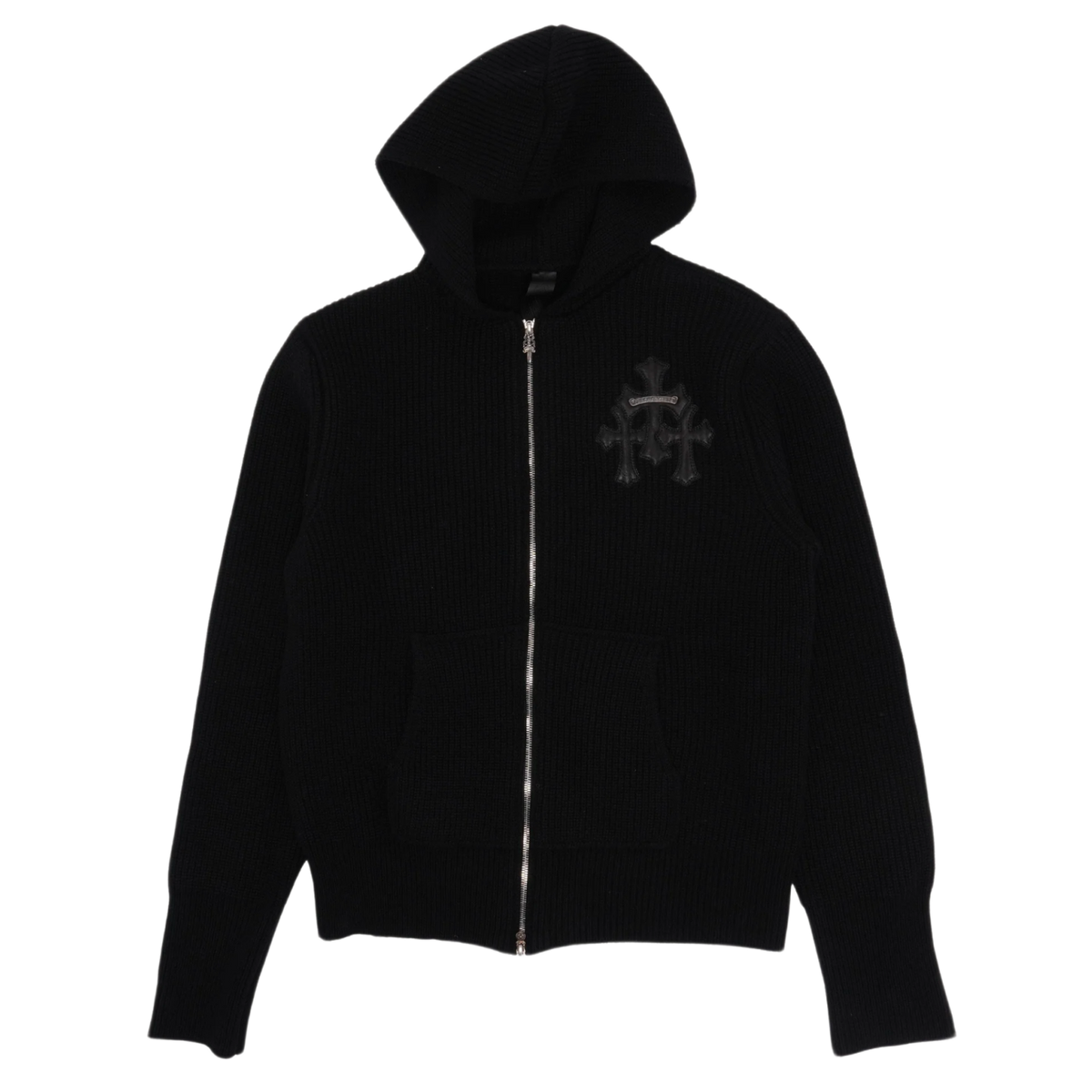 Chrome Hearts 'Black' Triple Cross Patch Scroll Cashmere Zip Up Hoodie
