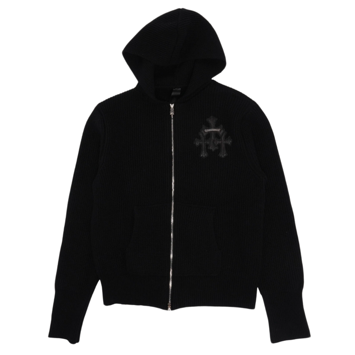 Chrome Hearts 'Black' Triple Cross Patch Scroll Cashmere Zip Up Hoodie