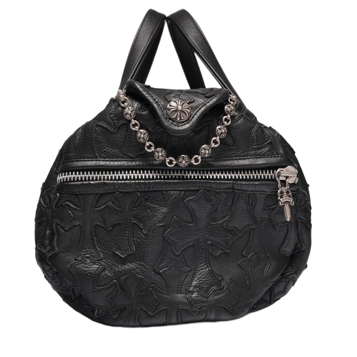 Chrome Hearts 'Black Flooded Cross' Leather Duffle Bag