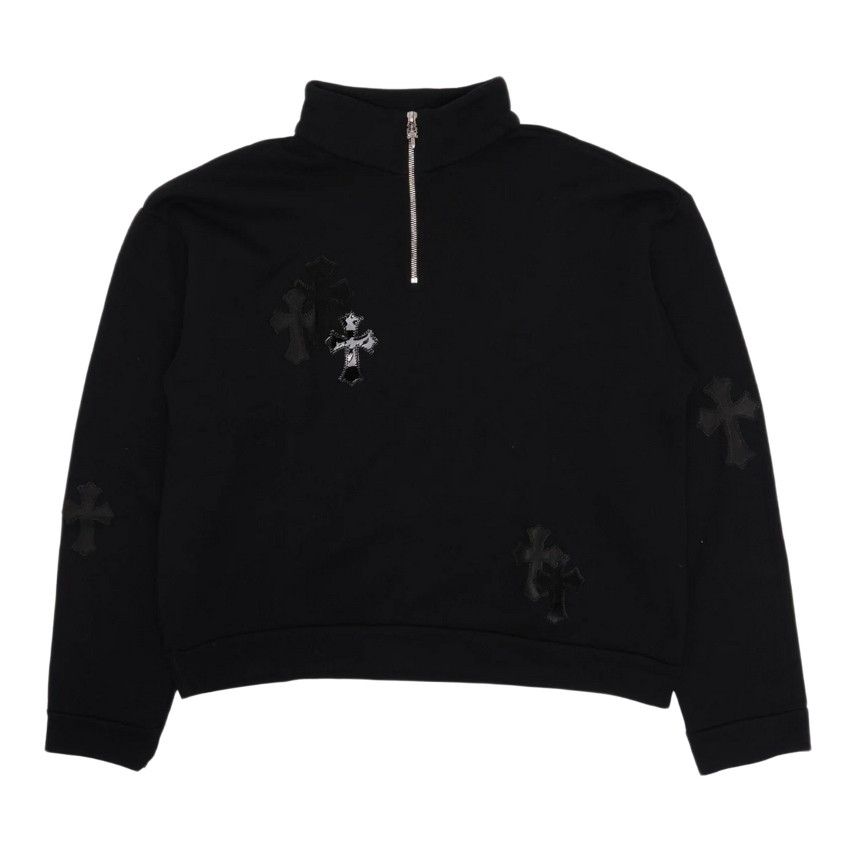 Chrome Hearts 'Cross Patch Pony Hair Patent Leather' Black Quarter Zip