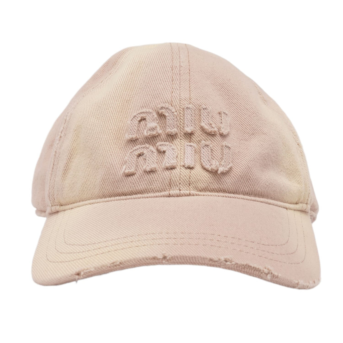 Miu Miu 'Tan & Yellow' Distressed Hat