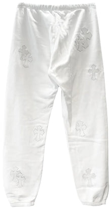 Chrome Hearts 'White Leather Cross' Sweatpants