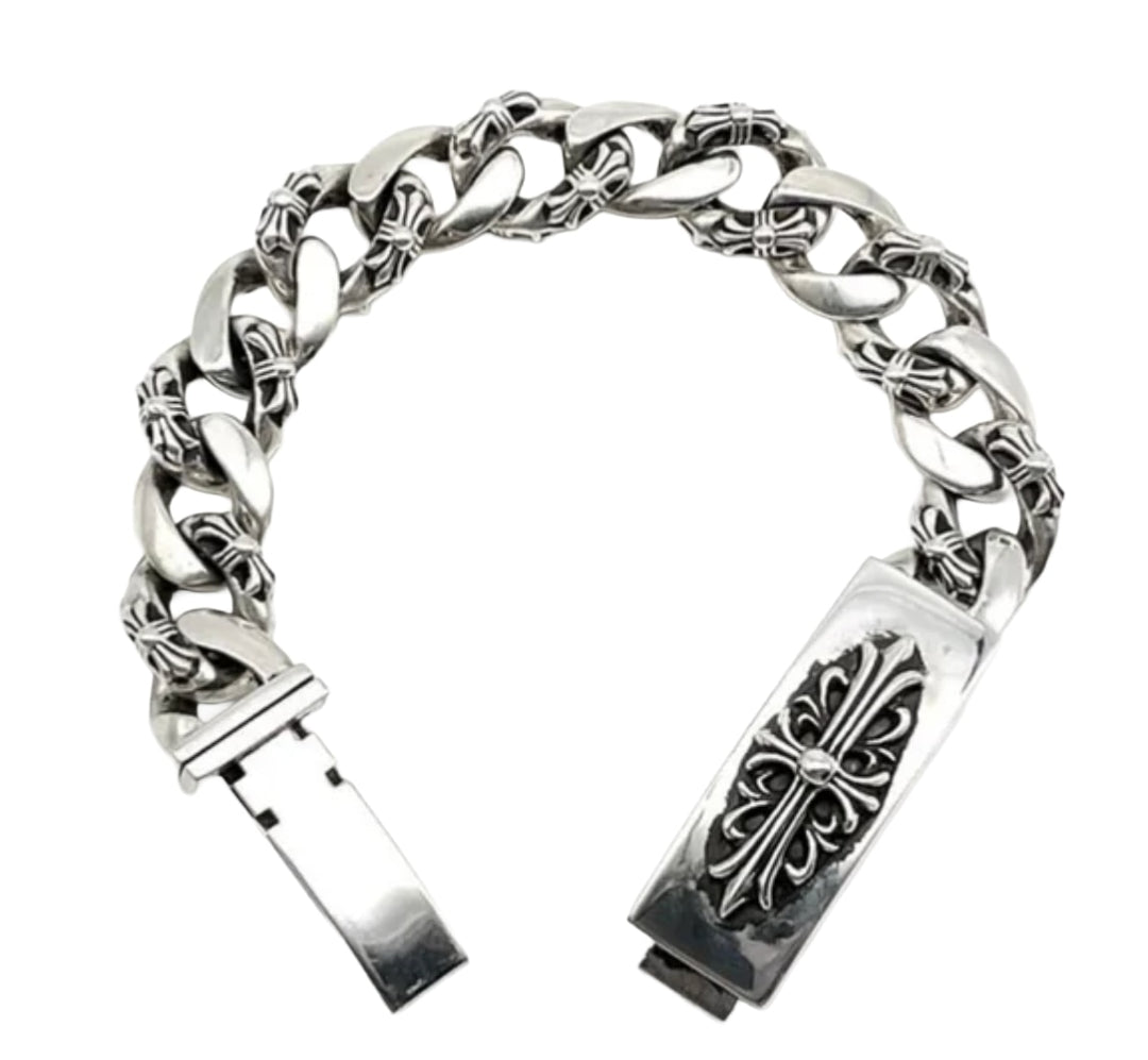 Chrome Hearts 'Fancy Link' 7in Silver Bracelet