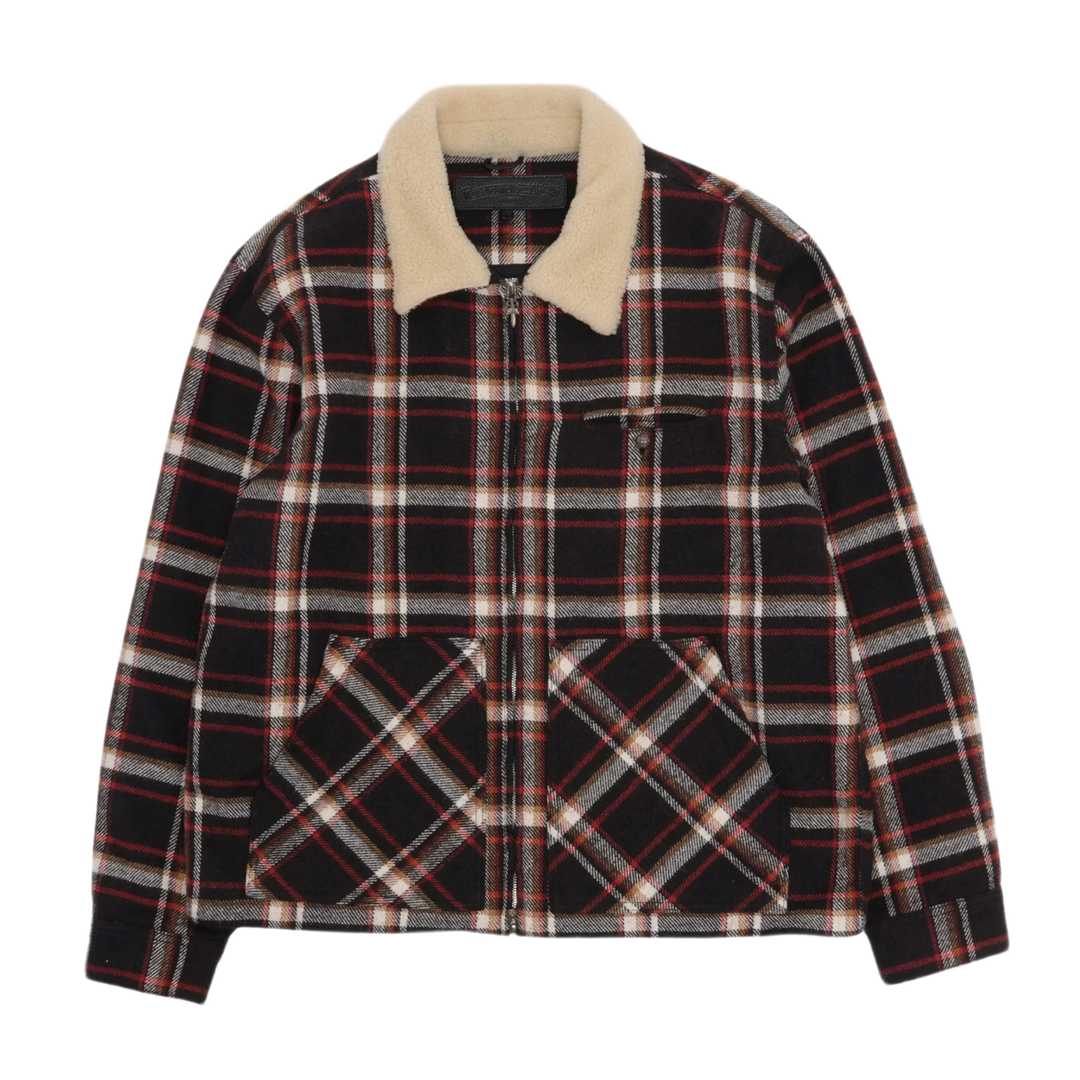 Chrome Hearts 'Black' Shearling Zip Up Flannel Jacket