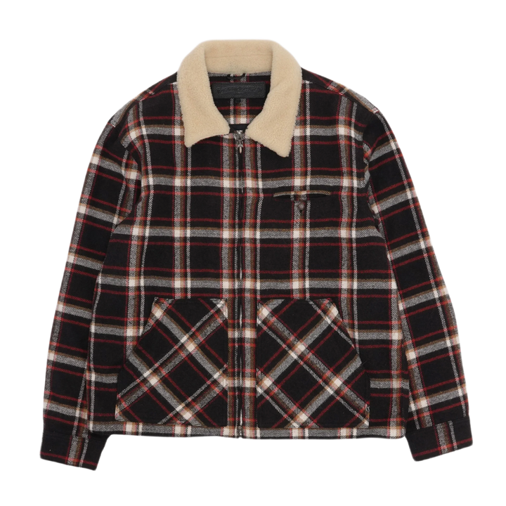 Chrome Hearts 'Black' Shearling Zip Up Flannel Jacket