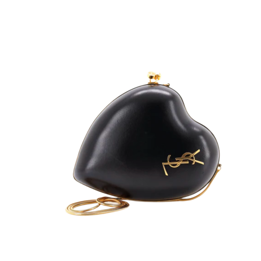 Saint Laurent 'Black' Love Box Leather Clutch