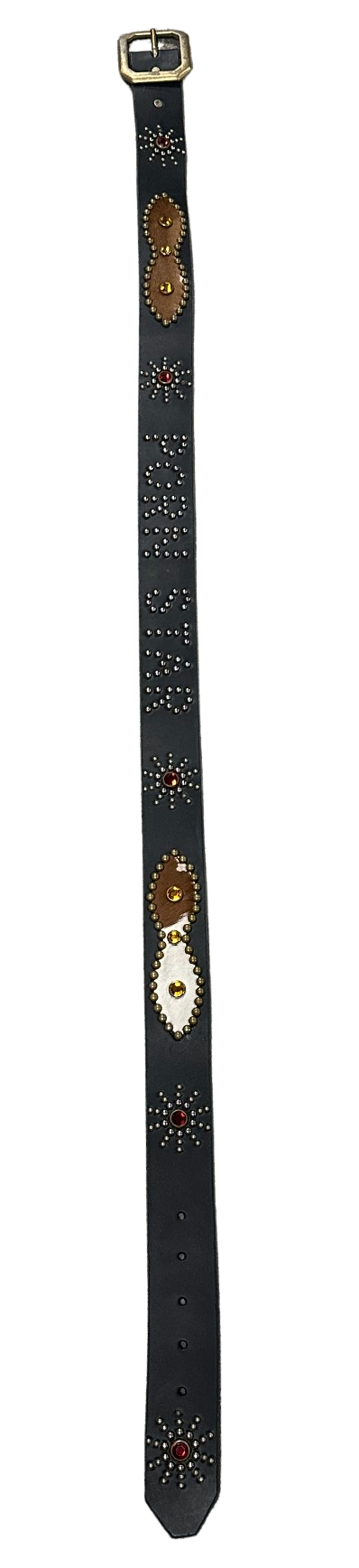 Studded 'Brown Calfskin Porn Star' Black Belt