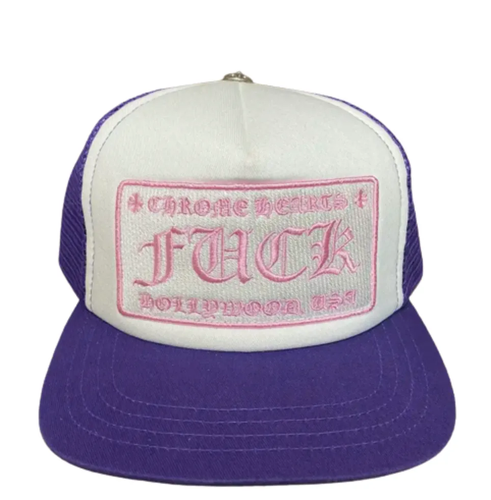 Chrome Hearts 'Fuck Hollywood' Purple Trucker Hat
