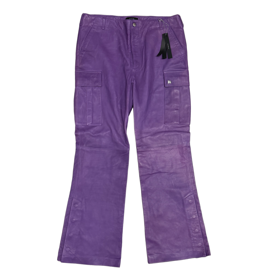 Amiri 'Purple Leather' Flare Cargo Pants