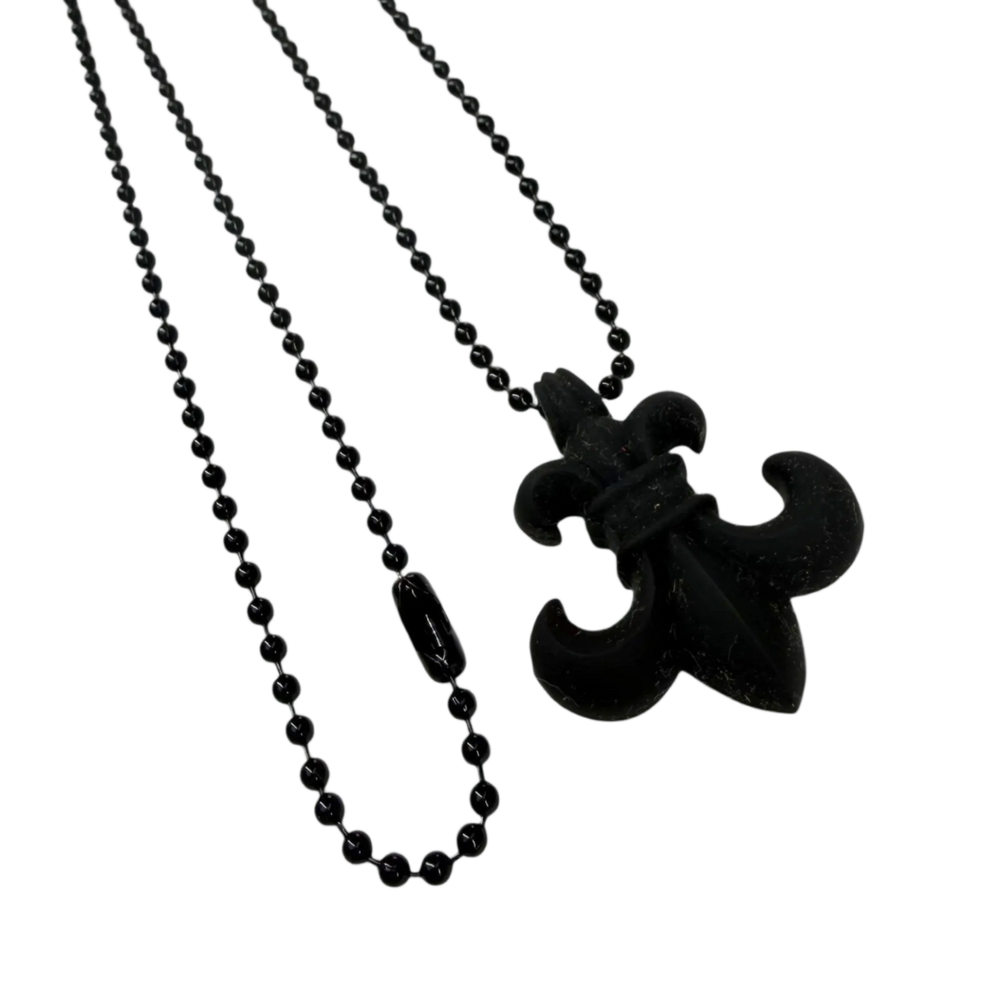 Chrome Heart 'Black' Fleur De Lis Silichrome Necklace