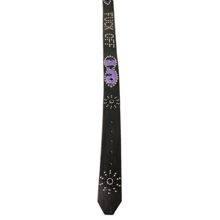 Studded 'Purple Hair' Black Fuck Off Leather Belt
