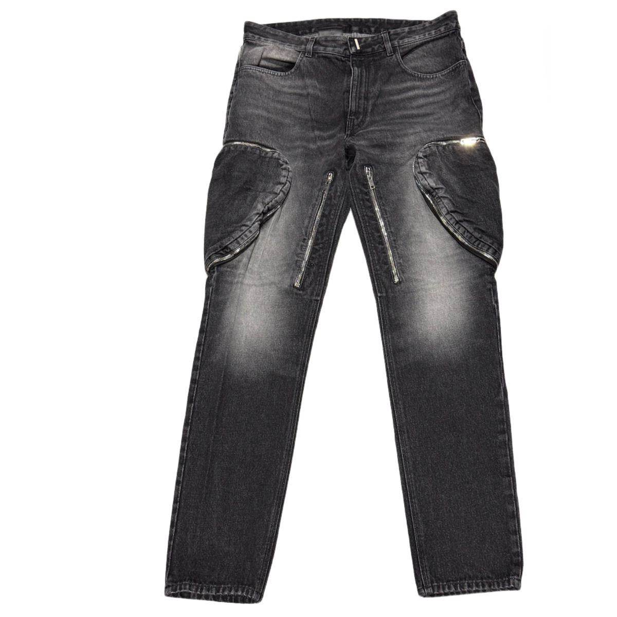 Givenchy 'Washed Black' Zipper Cargo Jeans