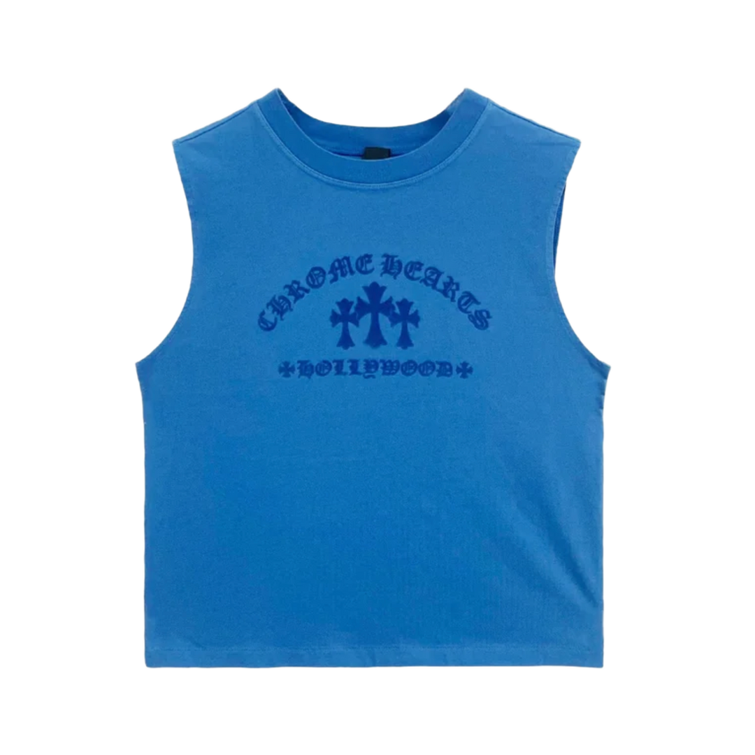 Chrome Hearts 'Blue' Flocked Triple Cross Tank Top