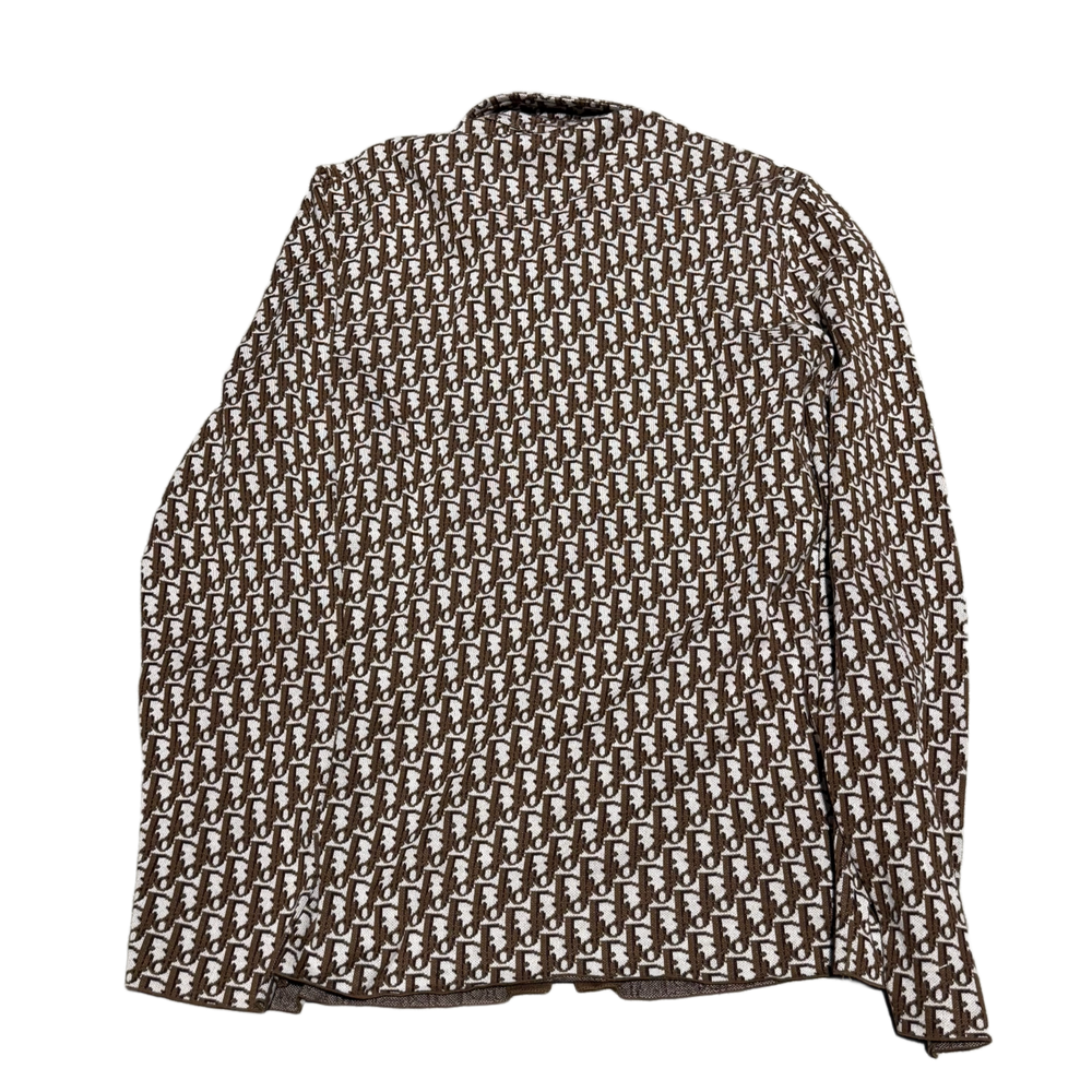 Dior 'Brown Oblique Logo' Jacquard Button Up Shirt
