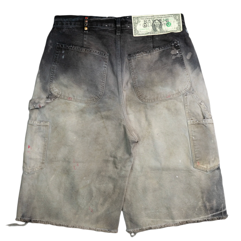 Satoshi Nakamoto 'Black Washed' Studded Carpenter Shorts