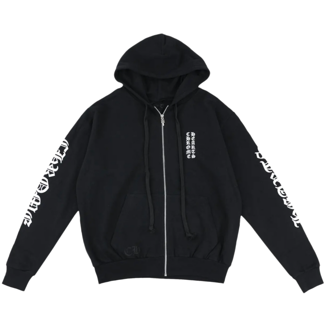 Chrome Hearts 'Black' Vertical Logo Zip Up Hoodie