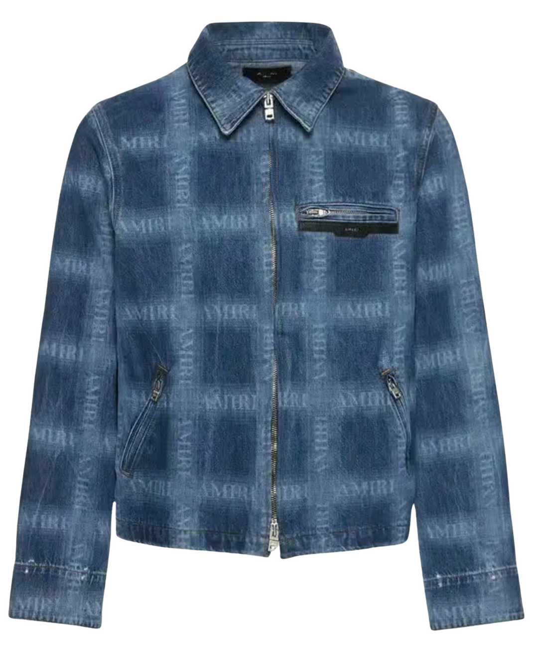 Amiri Plaid Workman Blue Denim Jacket