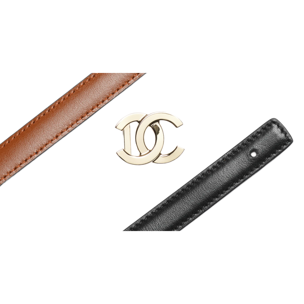 Chanel 'Black/Camel' Reversible Interlocking CC Leather Belt