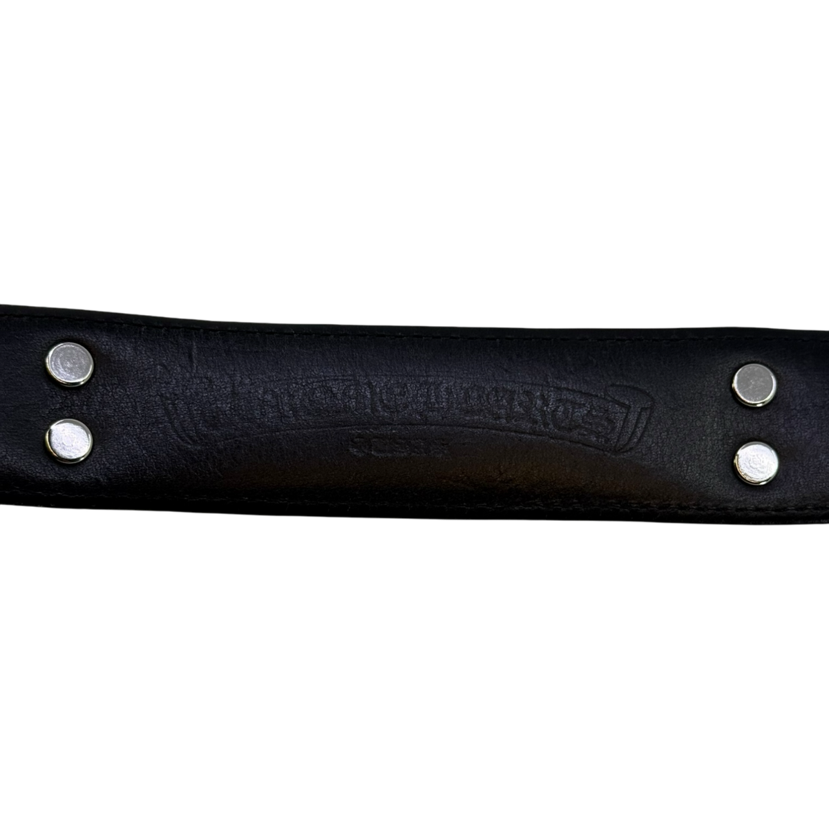 Chrome Hearts Fleur de Lis Studded Leather Belt Strap Black