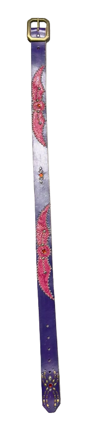 Studded 'Pink Snakeskin Spider Gem' Purple Belt