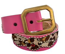 Studded 'Leopard Fur Spider Gem' Pink Belt