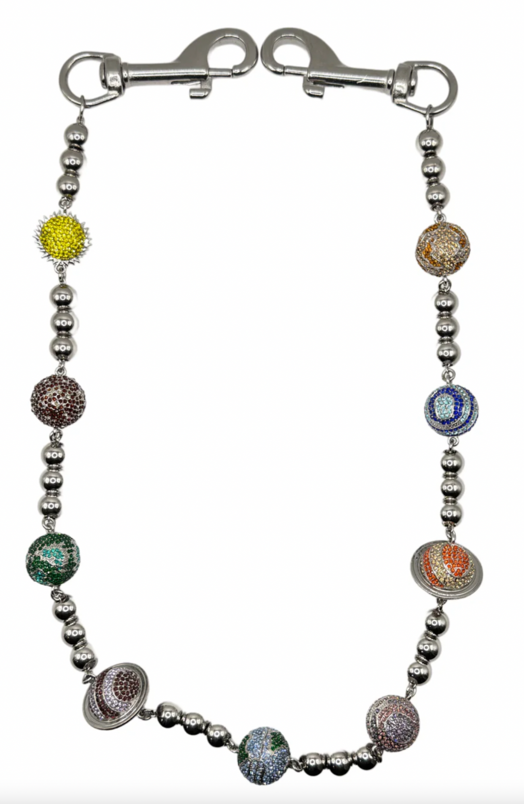 Starchain World 'Solar System' Multicolor 26.5in Silver Wallet Chain
