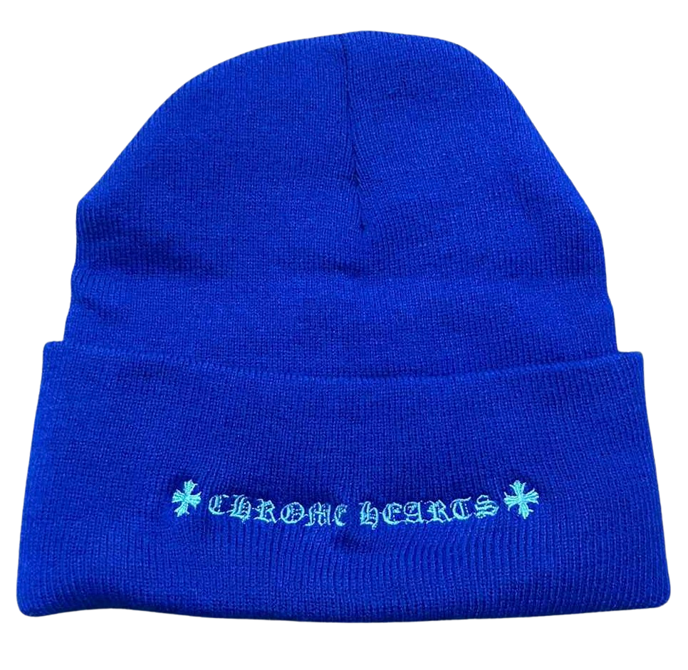 Chrome Hearts 'Triple Cross' Blue Beanie