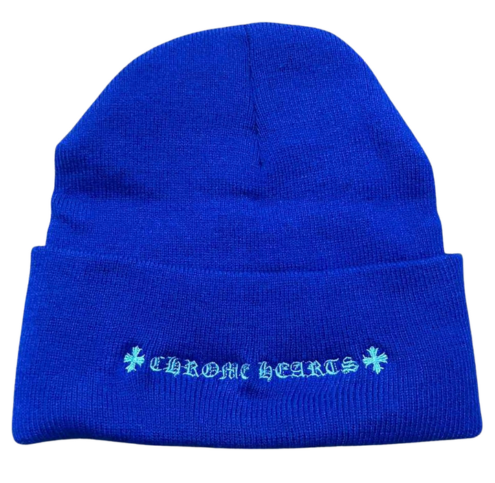 Chrome Hearts 'Triple Cross' Blue Beanie