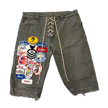 SeCND SLF 'Green' Patchwork Denim Shorts