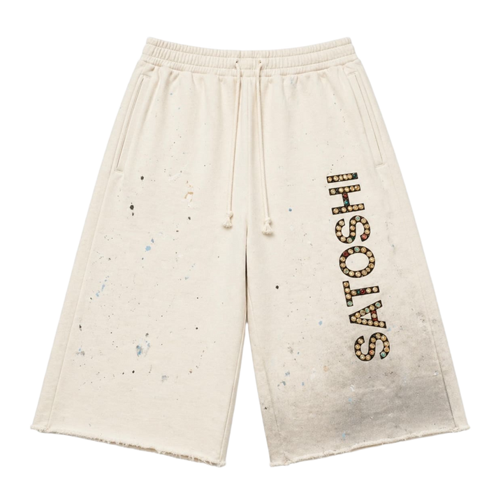 Satoshi Nakamoto 'White' Drifter Studded Sweatshorts