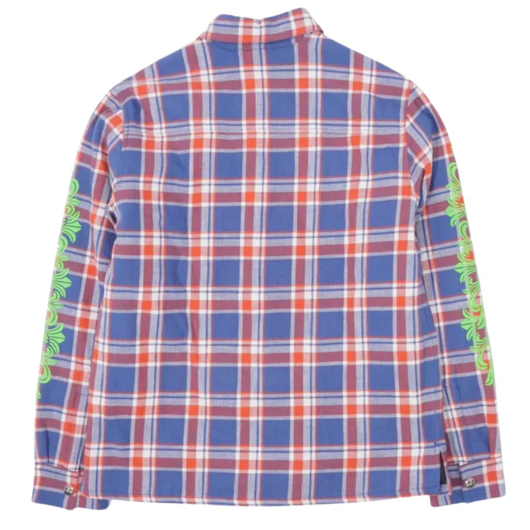 Chrome Hearts 'Green Floral' Blue Padded Flannel Jacket