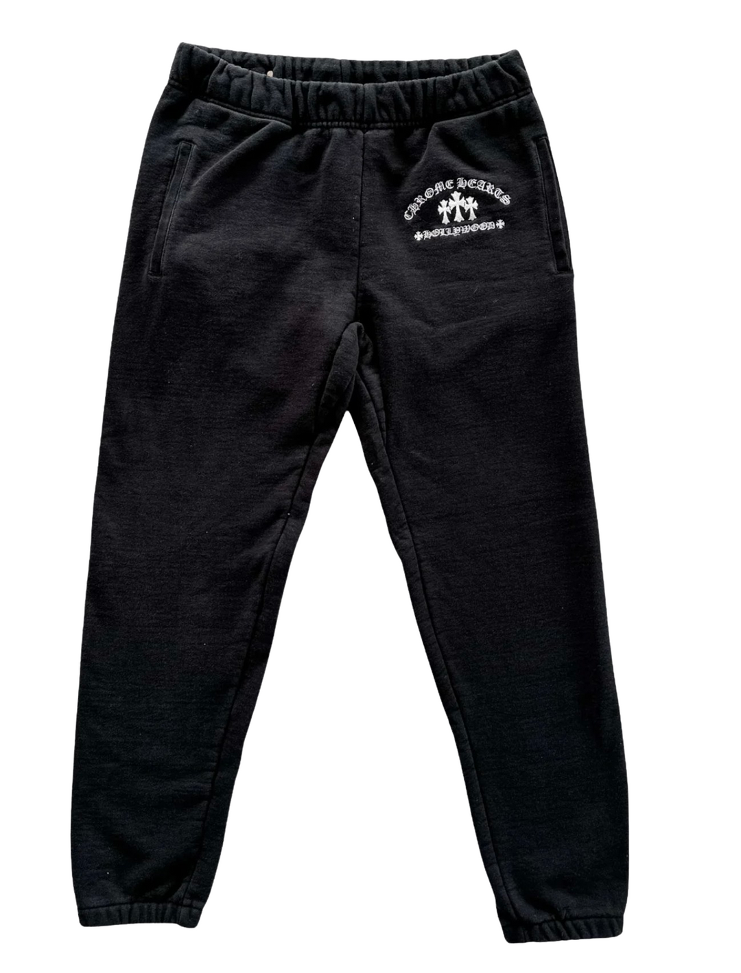 Chrome Hearts 'Triple Cross' Black Embroidered Sweatpants