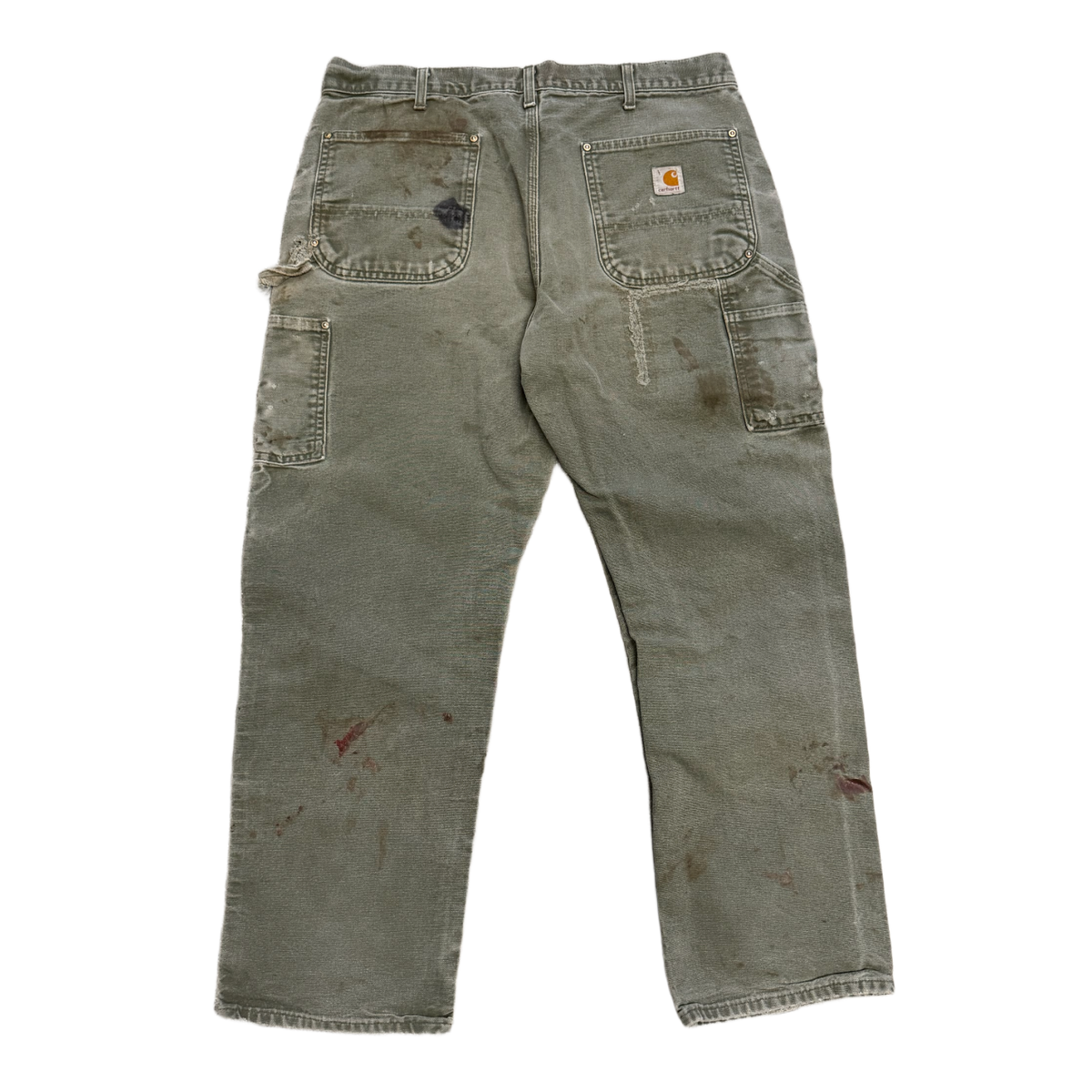 Carhartt 'Olive' Painted & Distressed Carpenter Pants