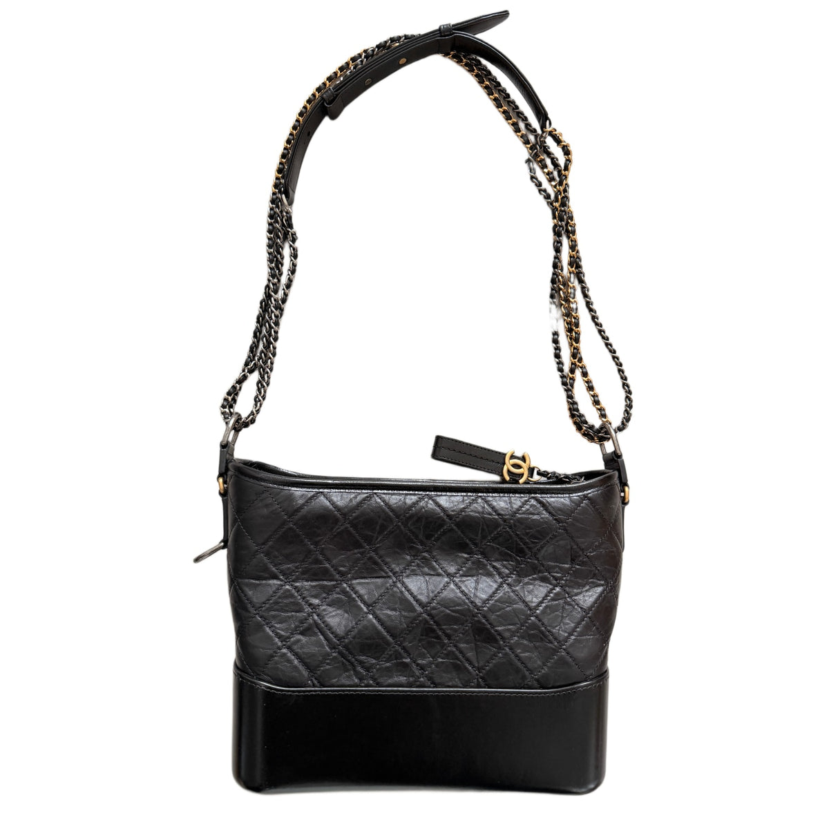 Chanel 'Black' Gabrielle Medium Quilted Hobo Shoulder Bag