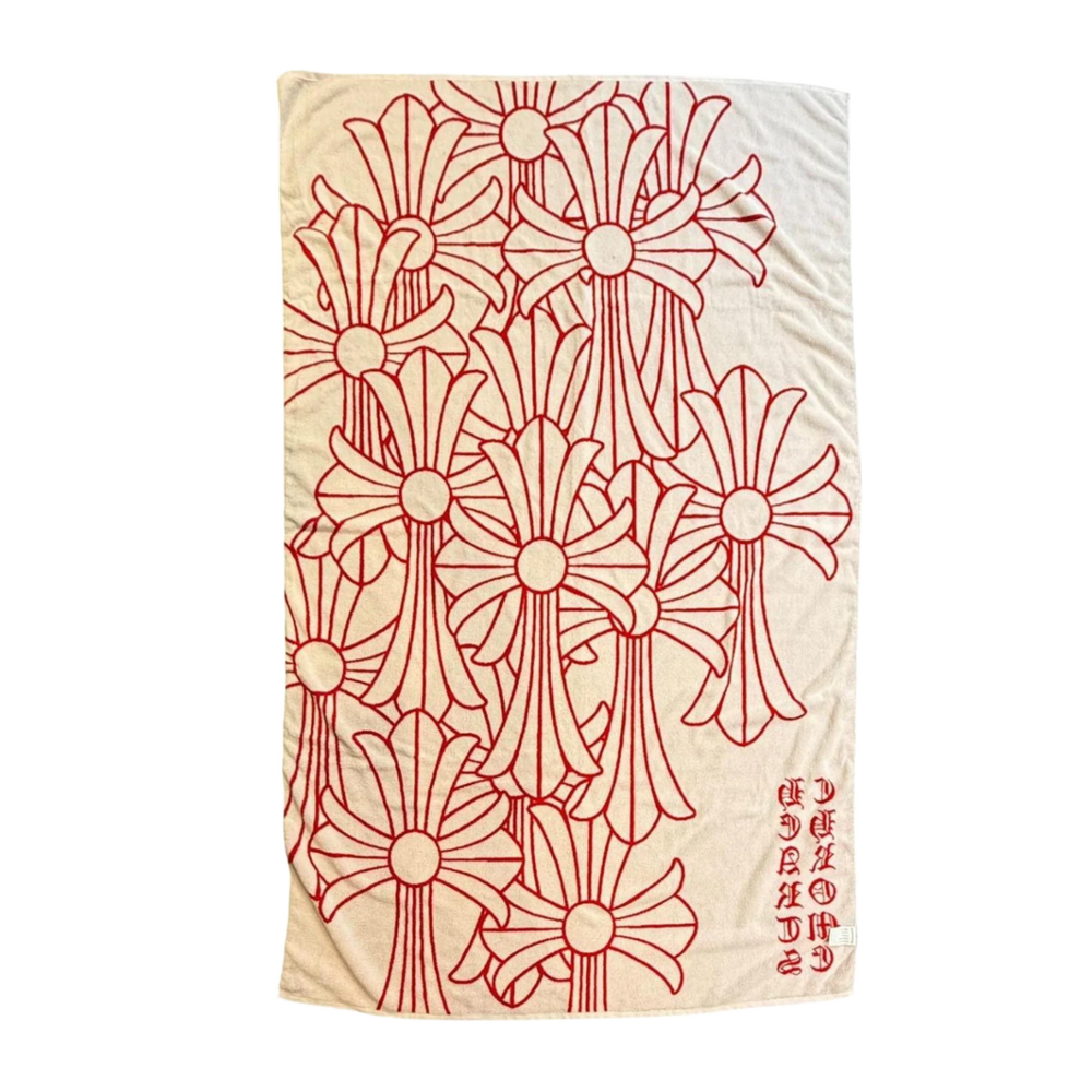 Chrome Hearts 'Red Cemetery Cross' Beach Towel