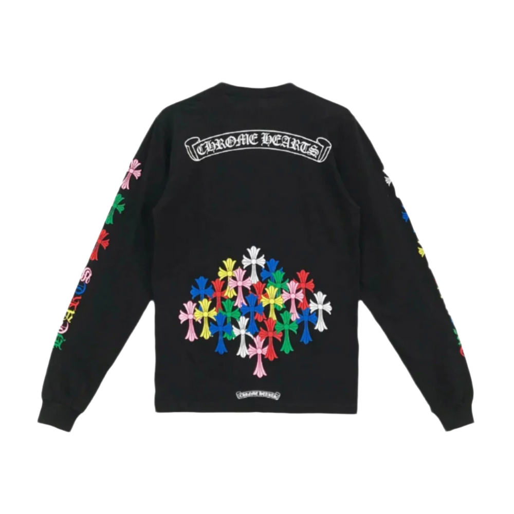 Chrome Hearts 'Black' Scroll Logo Multicolor Cross Longsleeve