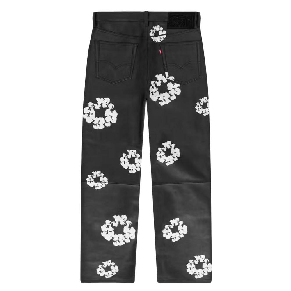 Denim Tears x Levi's Leather Cotton Wreath Jeans Black Denim
