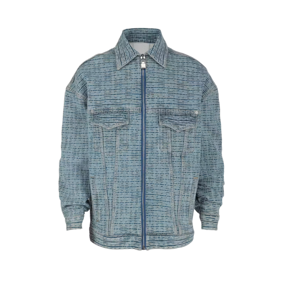 Givenchy 'Blue' 4G Monogram Embossed Denim Jacket