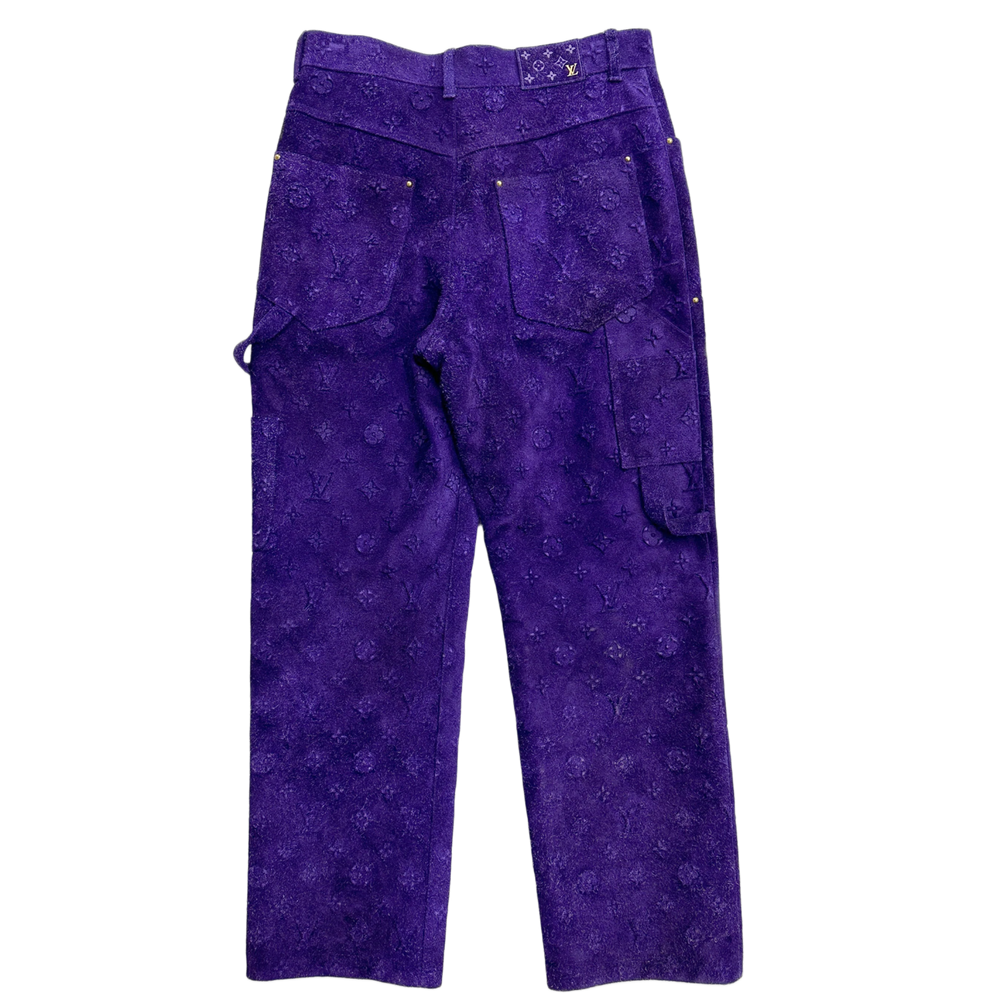 Louis Vuitton 'Purple Suede' Embossed Carpenter Pants