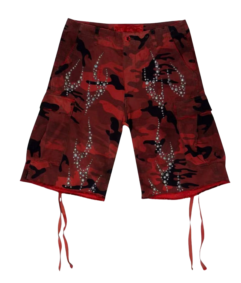 Hellstar Studded Red Cargo Shorts