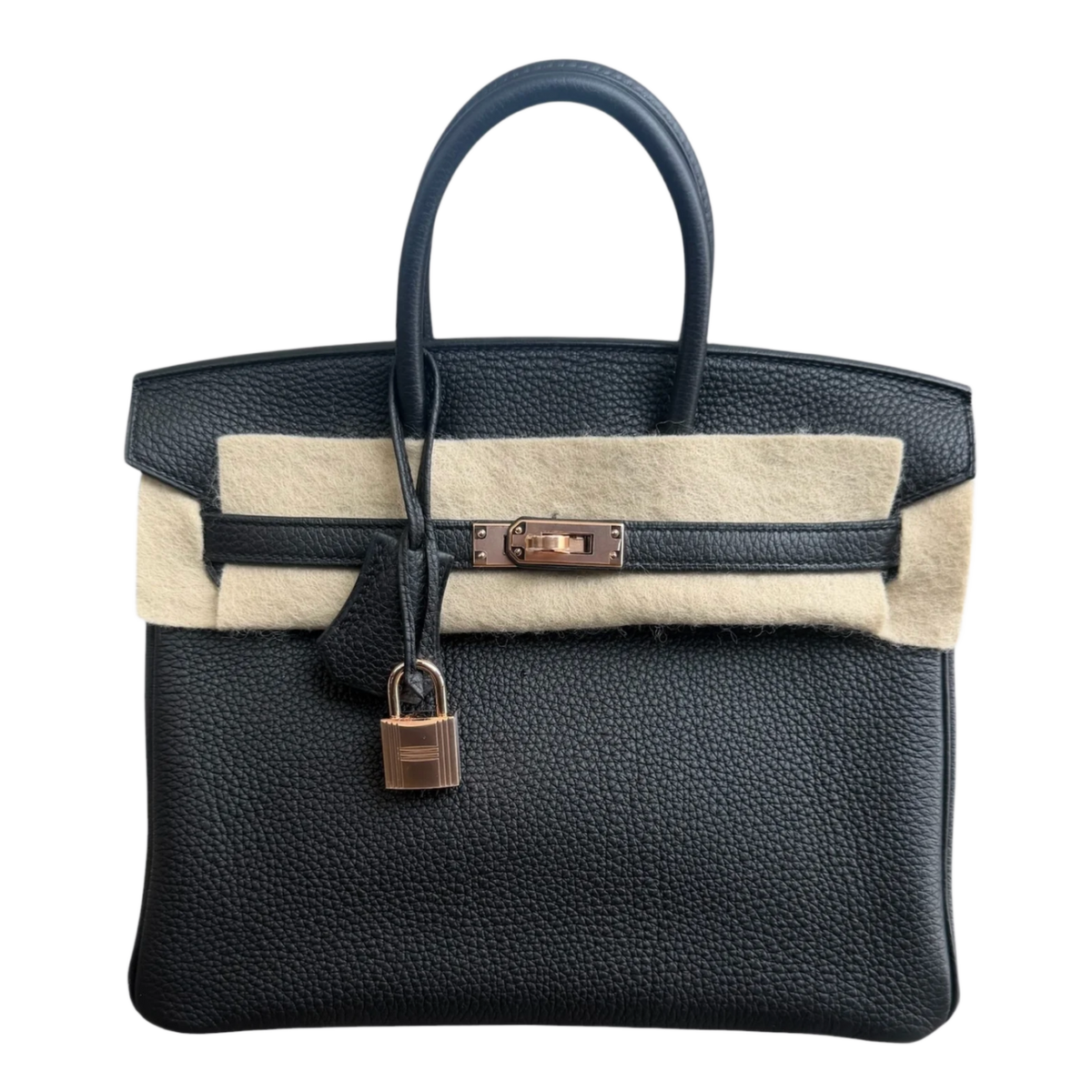 Hermès 'Black Togo' Rose Gold Hardware Birkin 25 Bag